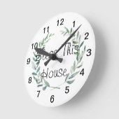 Rustikales Bauernhaus Wasserfarbe Magnolia Wreath  Runde Wanduhr (Winkel)