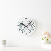 Rustikales Bauernhaus Wasserfarbe Magnolia Wreath  Runde Wanduhr (Zuhause)