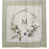 Rustikales Bauernhaus Wasserfarbener Kranz Duschvorhang (Vorderseite)