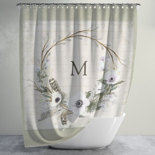 Rustikales Bauernhaus Wasserfarbener Kranz Duschvorhang