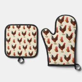 Rustikales Bauernhaus Wasserfarbengeflecht Ofenhandschuh & Topflappen-Set (Vorderseite)