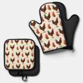 Rustikales Bauernhaus Wasserfarbengeflecht Ofenhandschuh & Topflappen-Set (Vorderseite/Rückseite)