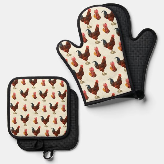 Rustikales Bauernhaus Wasserfarbengeflecht Ofenhandschuh & Topflappen-Set (Vorderseite/Rückseite)