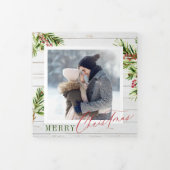 Rustikales Bauernhaus Watercolor Pinienwald Weihna Dreifach Gefaltete Urlaubskarte (Cover)