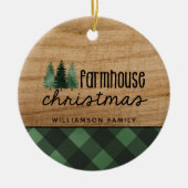 Rustikales Bauernhaus Weihnachten Rotes Kariertes  Keramik Ornament (Vorne)