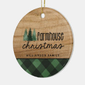 Rustikales Bauernhaus Weihnachten Rotes Kariertes Keramik Ornament (Links)