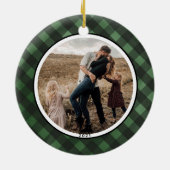 Rustikales Bauernhaus Weihnachten Rotes Kariertes Keramik Ornament (Hinten)