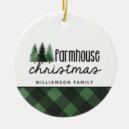 Rustikales Bauernhaus Weihnachten Rotes Kariertes  Keramik Ornament