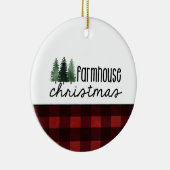 Rustikales Bauernhaus Weihnachten Rotes Kariertes  Keramik Ornament (Rechts)