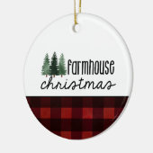 Rustikales Bauernhaus Weihnachten Rotes Kariertes  Keramik Ornament (Links)