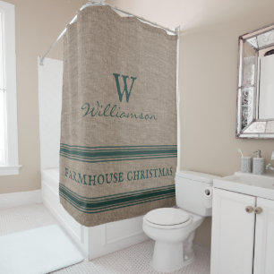 Rustikales Bauernhaus Weihnachten Ticking Burlap D Duschvorhang