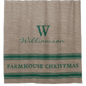Rustikales Bauernhaus Weihnachten Ticking Strip Du Duschvorhang (Vorderseite)