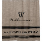 Rustikales Bauernhaus Weihnachten Ticking Strip Du Duschvorhang (Vorderseite)