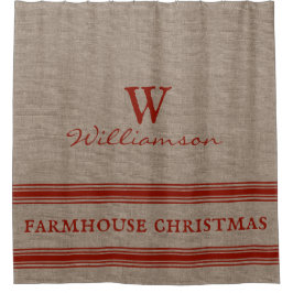 Rustikales Bauernhaus Weihnachten Ticking Strip Duschvorhang