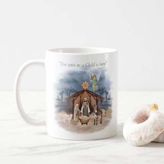 Rustikales Bauernhaus Weihnachten Traditionelle Ge Kaffeetasse (Mit Donut)