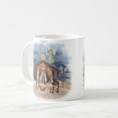 Rustikales Bauernhaus Weihnachten Wasserfarbe Krip Kaffeetasse (Vorderseite Links)