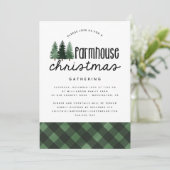 Rustikales Bauernhaus Weihnachts-Party Buffalo Kar Einladung (Stehend Vorderseite)