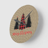 Rustikales Bauernhaus Weihnachtsbaum Trio Runde Wanduhr (Winkel)