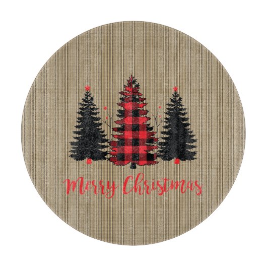 Rustikales Bauernhaus Weihnachtsbaum Trio Schneidebrett (Vorderseite)