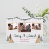 Rustikales Bauernhaus Weihnachtsbaumen & Garland 3 Feiertagskarte (Stehend Vorderseite)