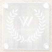 Rustikales Bauernhaus Weiß Laurel & Barnholz Glasuntersetzer (Rückseite)