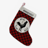 Rustikales Bauernhof Rooster Buffalo Karierter Ind Kleiner Weihnachtsstrumpf (Vorderansicht (hängend))