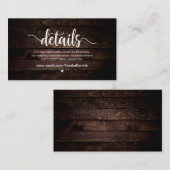 Rustikales Bauernholz, Angaben zur Hochzeit Begleitkarte (Vorne/Hinten)