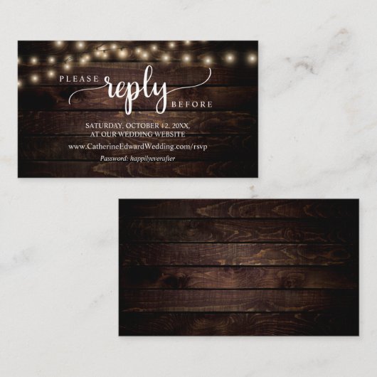 Rustikales Bauernholz, Saitenleuchten, Online-UAWG Begleitkarte (Vorne/Hinten)