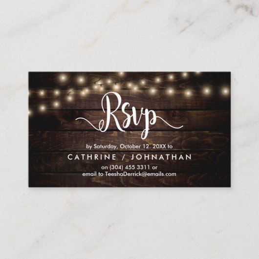 Rustikales Bauernholz, Saitenleuchten, UAWG Respon Begleitkarte (Vorderseite)