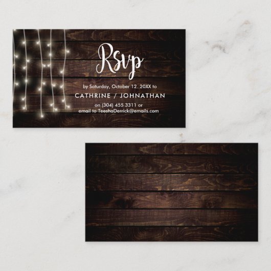 Rustikales Bauernholz, Saitenleuchten, UAWG Respon Begleitkarte (Vorne/Hinten)