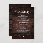 Rustikales Bauernholz, weißes Drehbuch, Angaben zu Begleitkarte (Vorne/Hinten)