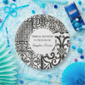 Rustikales Bauernmuster Schwarz-weißes Brautparty Pappteller (Party)