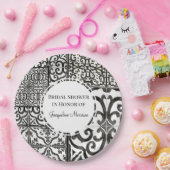 Rustikales Bauernmuster Schwarz-weißes Brautparty Pappteller (Party)