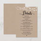 Rustikales Bauernstreicheleuchtung, Hochzeitsdetai Begleitkarte (Vorne/Hinten)