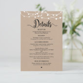 Rustikales Bauernstreicheleuchtung, Hochzeitsdetai Begleitkarte (Stehend Vorderseite)