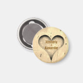 Rustikales Baum- und Herzpaar-Namensgeschenk Magnet (Vorderseite/Rückseite)