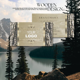 Rustikales Baumhacken-Holzkörnchen-Gold Verziert u Visitenkarte