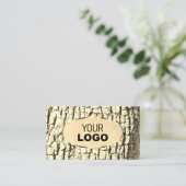 Rustikales Baumhackenbüro Oval Gold Border Wood Gr Visitenkarte (Stehend Vorderseite)