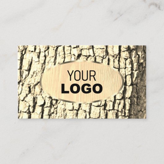 Rustikales Baumhackenbüro Oval Gold Border Wood Gr Visitenkarte (Vorderseite)