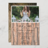 Rustikales Baumherz Foto Lights Brunch & Bubbly Einladung (Vorne/Hinten)