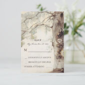 Rustikales Baumherz Hochzeitskarten RSVP Karte (Stehend Vorderseite)
