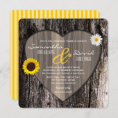 Rustikales Baumherz Sonnenblume Daisy Probe Abende Einladung (Vorne/Hinten)