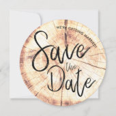 Rustikales Baumholz Save the Date Einladung Hochze (Vorderseite)