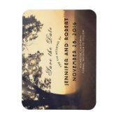 Rustikales Baumlicht Dreamy Woodland Save the Date Magnet (Vertikal)