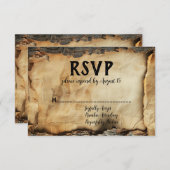 Rustikales Baumrinde-Pergamentpapier Hochzeit RSVP Einladung (Vorne/Hinten)