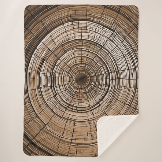 Rustikales Baumring Design Blanket für gemütliche Sherpadecke (Vorderseite)