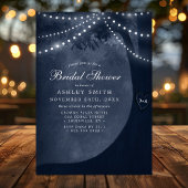 Rustikales Baumstring Lights Navy Blue Brautparty Einladung