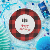 Rustikales Baumuster rot und schwarz Flanell Muste Pappteller (Party)