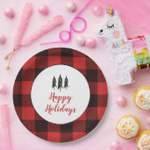 Rustikales Baumuster rot und schwarz Flanell Muste Pappteller (Party)