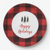 Rustikales Baumuster rot und schwarz Flanell Muste Pappteller (Vorderseite)
